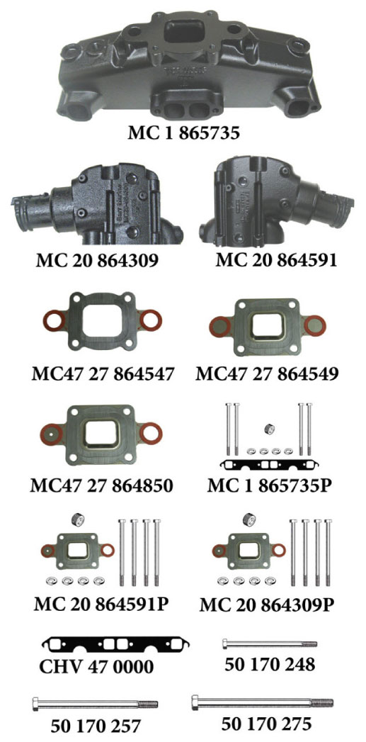 Mercruiser V8-5.0L, 5.7L & 6.2L "Dry Joint" Exhaust