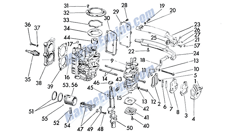 Evinrude Lightwin Power Head-crankcase-crankshaft Parts for 1960 3hp