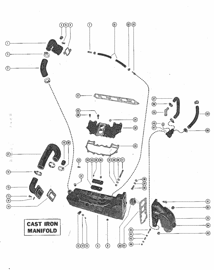 MerCruiser 110 GM 153 I / L4 1963-1966 Exhaust Manifold Assembly (Cast