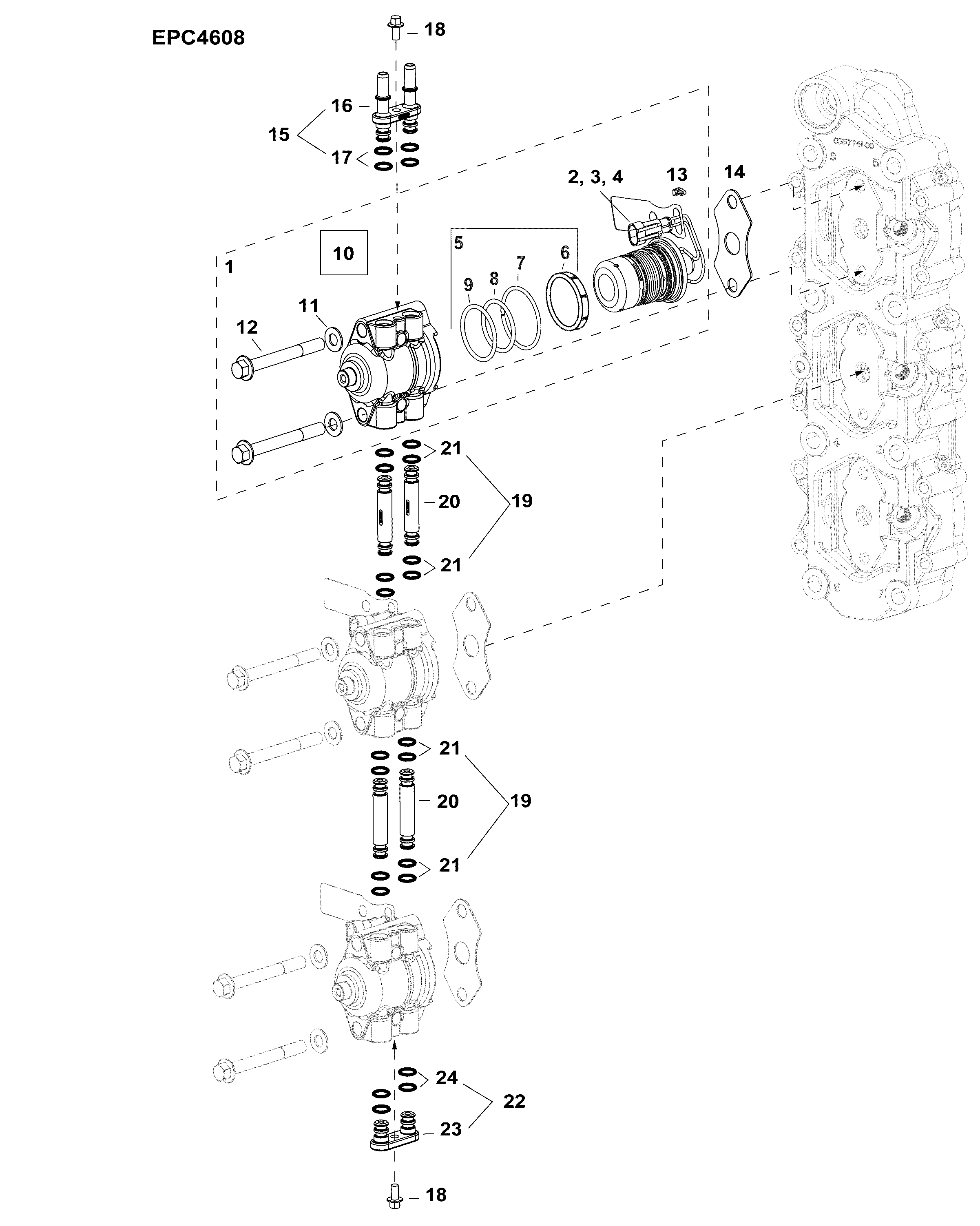 Evinrude 03-4 Fuel Injector & Tubes Parts for AH Models 300hp 