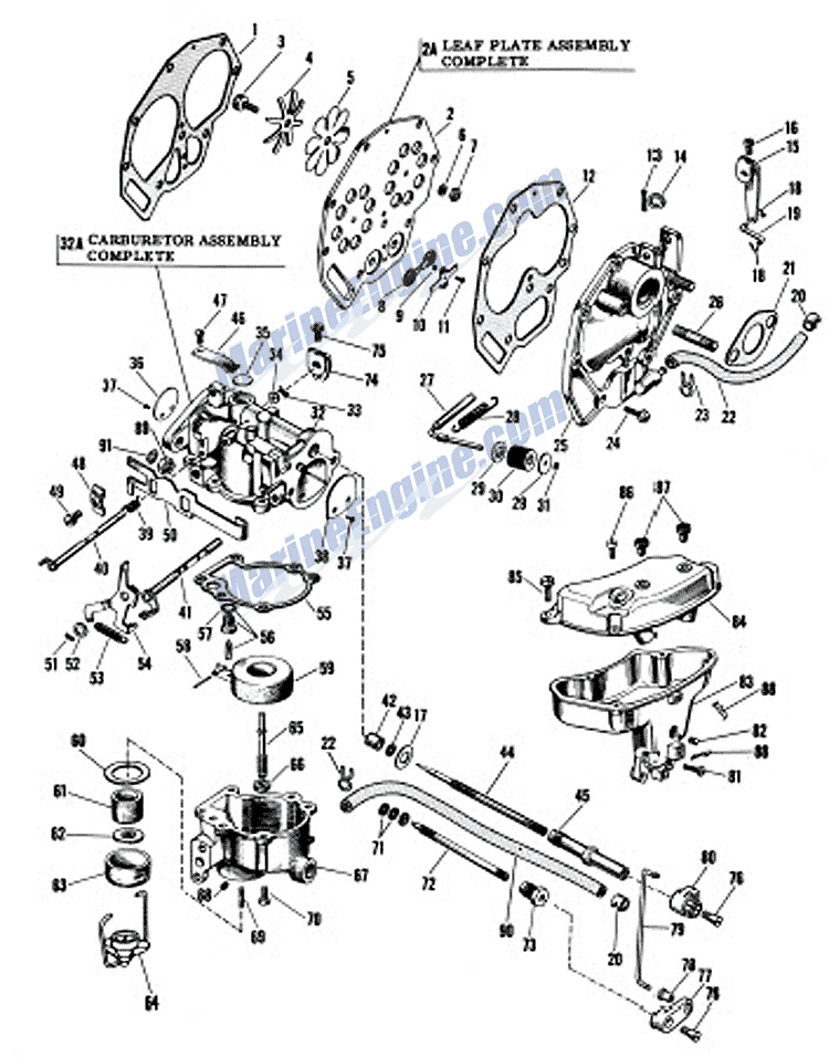 Johnson Carburetor Group Parts for 1959 10hp QD-20 ... 20 hp johnson outboard diagram 