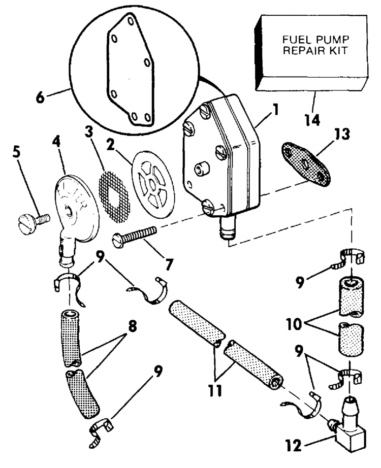 Johnson Fuel Pump Parts for 1987 20hp J20CRCUR Outboard Motor 20 hp johnson outboard diagram 