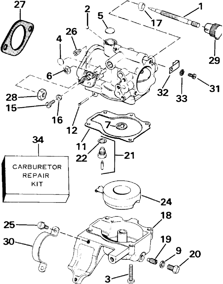 Johnson Carburetor Parts for 1987 30hp J30RCUB Outboard Motor 20 hp johnson outboard diagram 