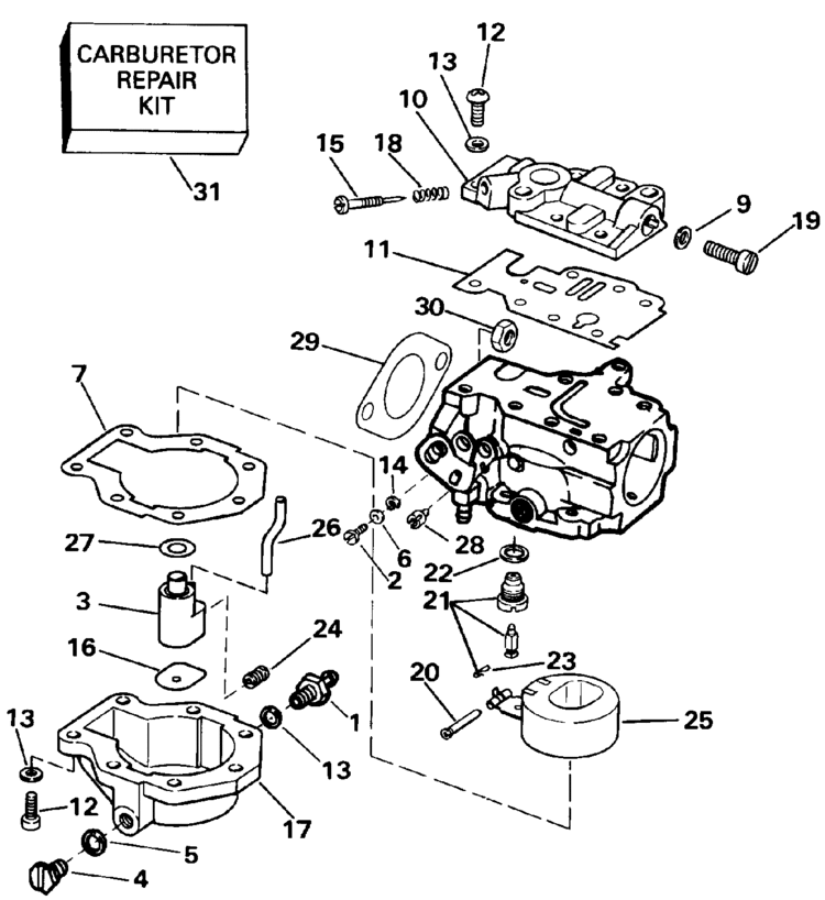 Johnson Carburetor - 20 Parts for 1991 20hp J20CRLEIE ... 20 hp johnson outboard diagram 