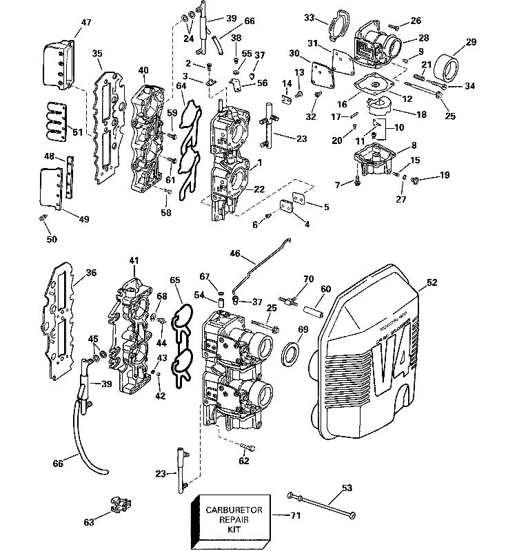 Johnson Carburetor & Intake Manifold Parts for 2001 115hp BJ115PLSIE  Outboard Motor