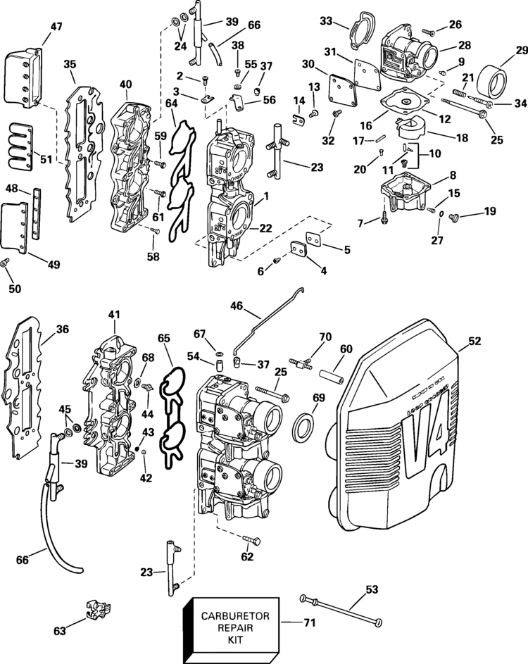 Johnson Carburetor & Intake Manifold Parts for 2003 90hp J90PLSTC Outboard  Motor