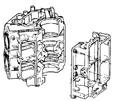 Evinrude Johnson OMC 0431659 - Cylinder, Crankcase & Plug Assembly